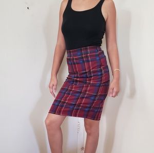 High waisted plaid shirt